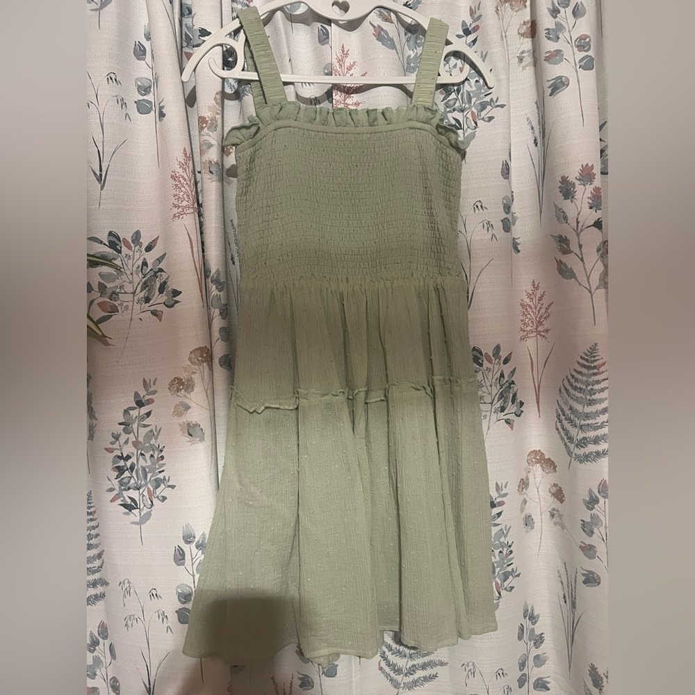 Light Sage Green Smocked Mini Sundress